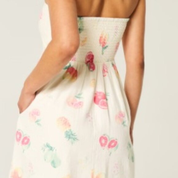 Hollister - Linen-Blend Strapless Mini Dress - Cloud White Print - Large - NWT - Picture 3 of 4